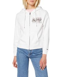 Tommy Hilfiger Logo Zip Thru Cardigan - Bianco