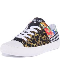 Guess - Pranze Lace Up Floral Synthetic Trainers - Lyst