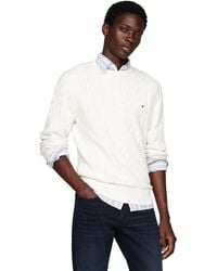 Tommy Hilfiger - Cable Knit Crewneck Sweater Lightweight Pullover - Lyst