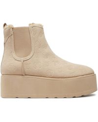 Guess - Scarpe Donna Stivaletto Jilaine Ecopelle Scamosciata Nude D25gu31 Flfjilfal10 40 - Lyst