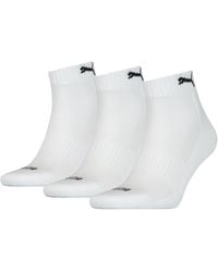 PUMA - S 3 Pack Cushion Quarter Socks Lightweight Comfort White 6-12 - Lyst