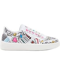 Desigual - Fancy Lettering Hand Painted Design White Sneakers23sskp40 - Lyst