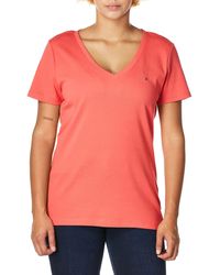 Tommy Hilfiger - Hauts à ches Courtes-Chemises en Coton pour avec Encolure en V et Logo T-Shirt - Lyst