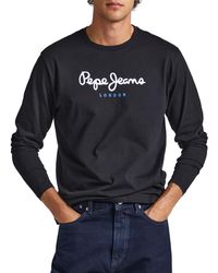 Pepe Jeans - Eggo T-shirt Slim Fit Long Sleeve Black - Lyst