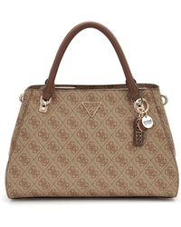 Guess - Noelle Ii Luxury Satchel Latte Logo/brown - Lyst