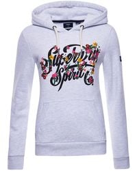 Superdry - Capuche Florale Style Script Sweater - Lyst