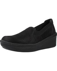 Clarks - Step Rose Moon S Wedged Slip On Casual Smart Shoes Uk 6 / Eu 39.5 Black - Lyst