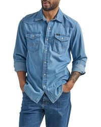Wrangler - Iconic Denim Regular Fit Snap Shirt - Lyst