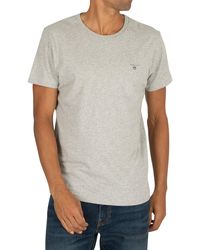 GANT - S Logo T-shirt Regular Fit Short Sleeve Crew Neck Grey 3xl - Lyst