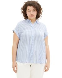 Tom Tailor - Plussize Kurzarm-Bluse mit Streifen - Lyst
