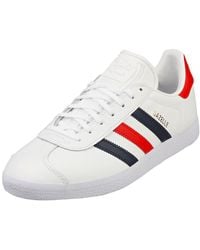adidas - Gazelle Mens Casual Trainers In White Navy Red - 10 Uk - Lyst