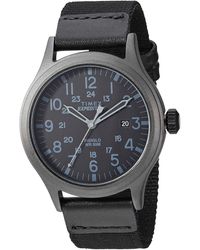 Timex - Expedition Scout 40mm Watch – Black Case Black Dial With Black Fabric & Leather - Lyst