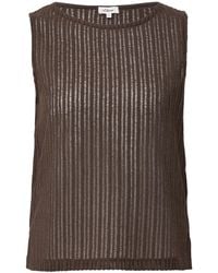 S.oliver - Transparentes Jersey-Top mit Rundhalsausschnitt Mokka 44 - Lyst