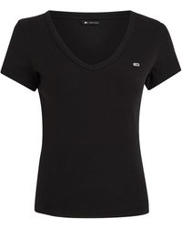 Tommy Hilfiger - Tjw Slim Essential Rib V SS Dw0Dw17385 Altri Top - Lyst