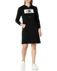 Calvin Klein Long Sleeve Hoodie Dress in Yellow - Save 33% | Lyst
