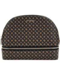 Guess - Dome Cosmetic Pouch L Mocha Logo Multi - Lyst