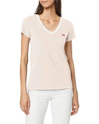 Levi's - Perfect V-neck T-shirt Annalise Stripe Sepia Rose - Lyst