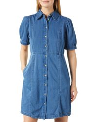 French Connection - Chambray Puff Sleeve Dress Casual - Lyst
