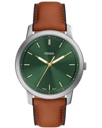 Fossil - Minimalist Three-hand Brown Leather Watch - Lyst
