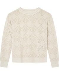 Springfield - Pointelle Pullover Met Ruitpatroon Voor - Lyst