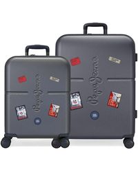 Pepe Jeans Kay Set di valigie blu 55/70 cm rigido ABS chiusura TSA integrata 116L 7,54 kg 4 ruote doppie bagagli a mano