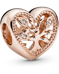 PANDORA - Moments 14k Rose Gold-plated Openwork Family Tree Heart Bracelet Charm - Lyst