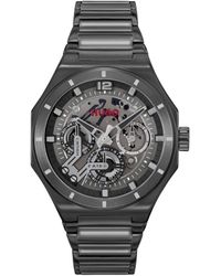 HUGO - Multi Zifferblatt Quarz Uhr für Kollektion #Grail Skeleton mit Schwarzes Edelstahlarmband - 1530379 - Lyst