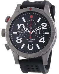 Nixon - Quartz Watch 48-20 Chrono P Gunmetal / Black / Red A2781426-00 With Plastic Strap - Lyst