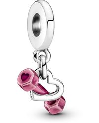 PANDORA - Passions Dumbbell Sterling Silver Dangle With Transparent Pink Enamel - Lyst
