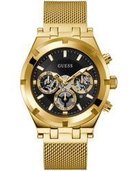 Guess - Gold Tone Strap Black Dial Gold Tone - Lyst
