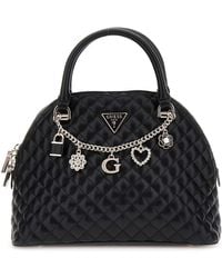 Guess - Everlee Dome Satchel Bag Black - Lyst