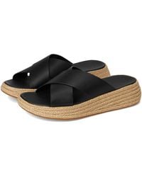 Fitflop - F-mode Espadrille Leather Flatform Cross Slides - Lyst