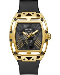 Guess - Black Strap Champagne Dial Gold Tone - Lyst