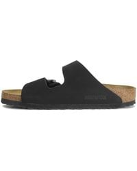 Birkenstock - Arizona Sfb Nubuck Leather Soft Bed Slim Sandals - Lyst