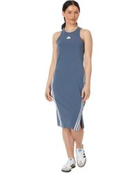 adidas - Stripes Dress - Robe pour femme - Silhouette trapèze - Fentes latérales - Col - Lyst
