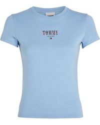 Tommy Hilfiger - Tommy Jeans Camiseta de ga Corta para Mujer Slim Cuello Redondo - Lyst