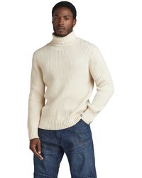 G-Star RAW - Essential Turtle Knitted Sweater Donna ,Beige - Lyst
