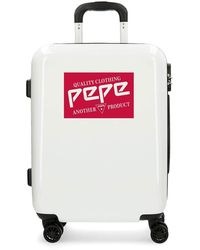 Pepe Jeans Luggage Quality White Rigid Cabin Trolley - Bianco