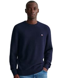GANT - Micro Cotton Texture Crew Neck Sweater Jumper - Lyst