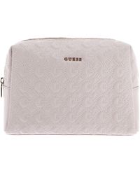 Guess - Large Top Zip Cosmetic Bag Light Pink - Lyst
