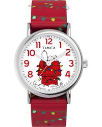 Timex - Red Strap White Dial Silver-tone - Lyst