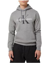 Calvin Klein - Felpa grigia con cappuccio da - Lyst