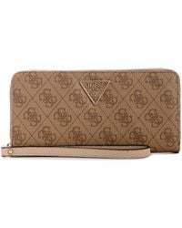 Guess - Laurel II SLG Large Zip Around Wallet L Latte Logo - Lyst