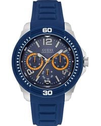 Guess - U0967g2 Blue Silicone Quartz Fashion Watch - Lyst