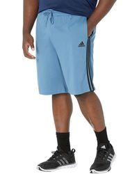 adidas - Big & Tall Essentials 3-stripes Single Jersey Shorts Altered Blue/black 4xl - Lyst