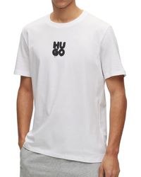 HUGO - Decali T-Shirt aus Baumwoll-Jersey mit Stack-Logo im Graffiti-Stil Weiß XXL - Lyst