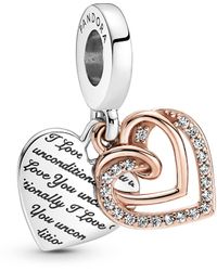 PANDORA - Moments Colgante con diseño de corazón de plata de ley y chapado en oro rosa de 14 quilates con circonitas cúbicas transparentes - Lyst