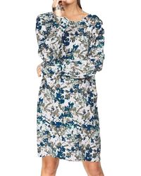 Tom Tailor - Kleid farbenfrohes Druck-Kleid Sommer-Kleid Midi-Kleid mit Bindebanddetail Weiß - Lyst