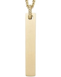 Fossil - Stainless Steel Gold Engravable Pendant Necklace - Lyst