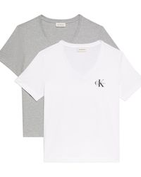 Calvin Klein - 2er Pack T-Shirts Kurzarm Logo Tee mit V-Ausschnitt - Lyst